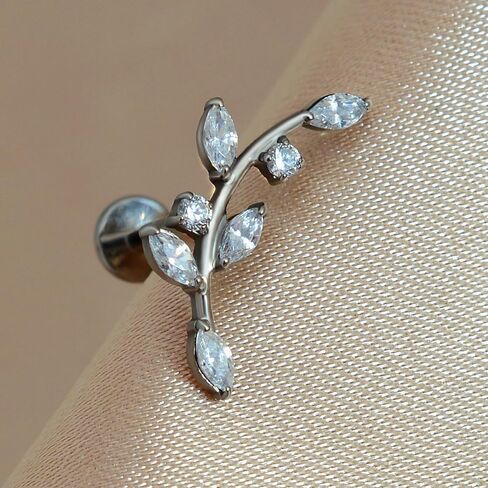 hypoallergenic G23 titanium earrings studs new piercing leaf helix piercing pierced flat back cartilage for for women Sensitive Ears in Kuwait