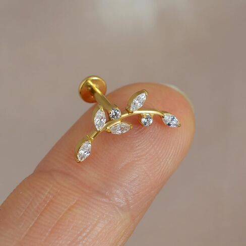 hypoallergenic G23 titanium earrings studs new piercing leaf helix piercing pierced flat back cartilage for for women Sensitive Ears in Kuwait
