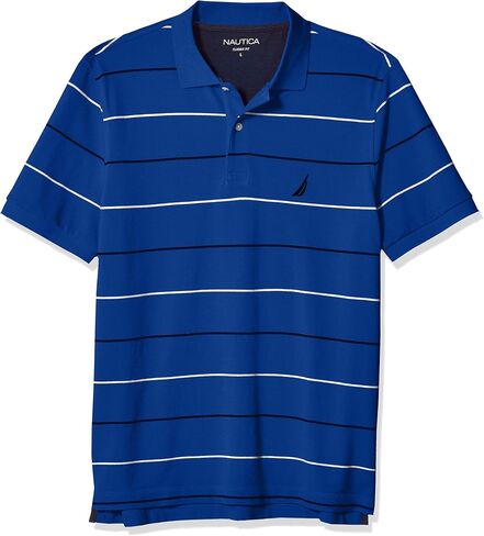 Nautica Men's Classic Fit Short Sleeve 100% Cotton Pique Stripe Polo Shirt in Saudi Arabia