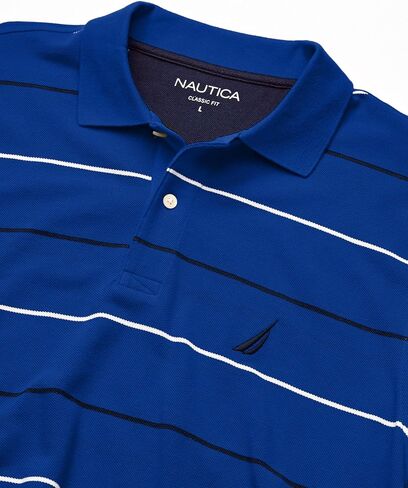 Nautica Men's Classic Fit Short Sleeve 100% Cotton Pique Stripe Polo Shirt in Saudi Arabia