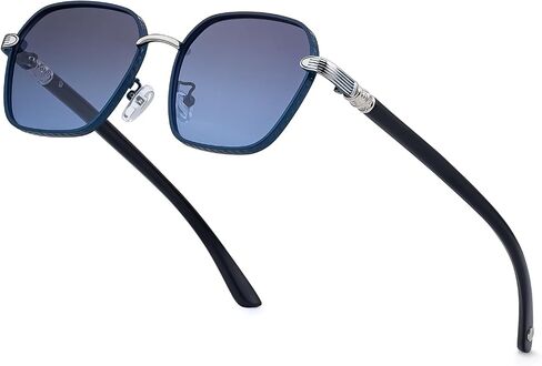 Retro Men's Sunglasses Metal Frame Keyhole Bridge,56mm UV 400 Protection Lens Sunnies Hexagon 2A670 in Saudi Arabia