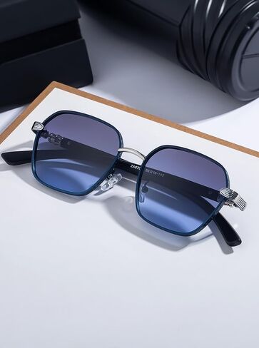 Retro Men's Sunglasses Metal Frame Keyhole Bridge,56mm UV 400 Protection Lens Sunnies Hexagon 2A670 in Saudi Arabia
