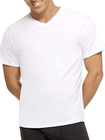 Hanes Men's Comfort Blend 6-Pack V-Neck T-Shirts (White in Saudi Arabia