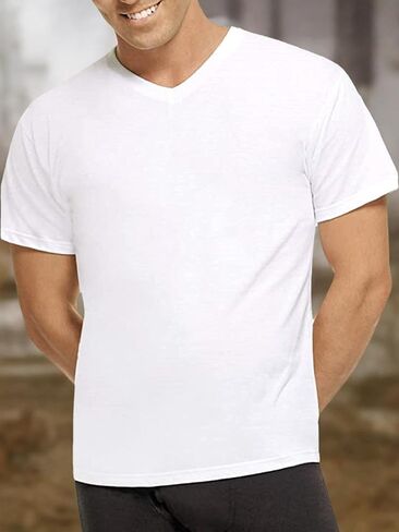 Hanes Men's Comfort Blend 6-Pack V-Neck T-Shirts (White in Saudi Arabia