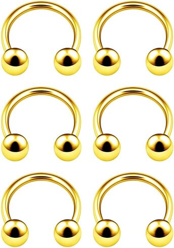 KJM FASHION 6PCS Anodized Rainbow Horseshoe Earrings 18g 5/16 8mm 3mm Ball Cartilage Septum Lip Earrings Tragus Piercing Jewelry 6534 in Saudi Arabia