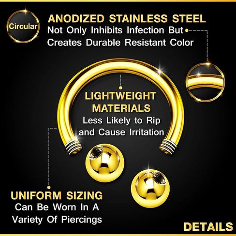 KJM FASHION 6PCS Anodized Rainbow Horseshoe Earrings 18g 5/16 8mm 3mm Ball Cartilage Septum Lip Earrings Tragus Piercing Jewelry 6534 in Saudi Arabia