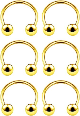 KJM FASHION 6PCS Anodized Rainbow Horseshoe Earrings 18g 5/16 8mm 3mm Ball Cartilage Septum Lip Earrings Tragus Piercing Jewelry 6534 in Saudi Arabia