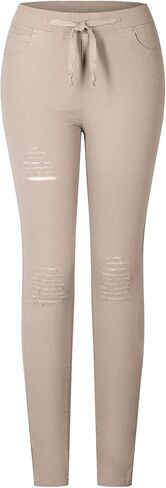 نساء فائقة المرونة في فائقة الالتزام 5 جيب سراويل نحيفة مع شريط الخصر المرن وسلسلة السحب in Kuwait