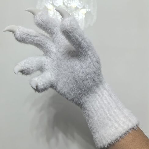 كيفورومي PAWS & Fursuit Paws ، Kig ver ، قفازات أزياء أسود فروي مع مخالب بيضاء ، قفازات مخلب Cosplay in Saudi Arabia
