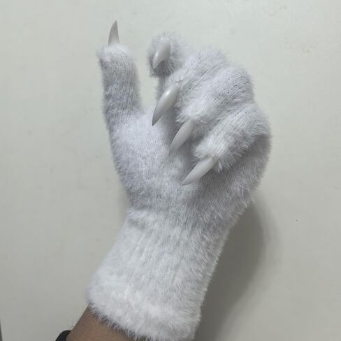 كيفورومي PAWS & Fursuit Paws ، Kig ver ، قفازات أزياء أسود فروي مع مخالب بيضاء ، قفازات مخلب Cosplay in Saudi Arabia