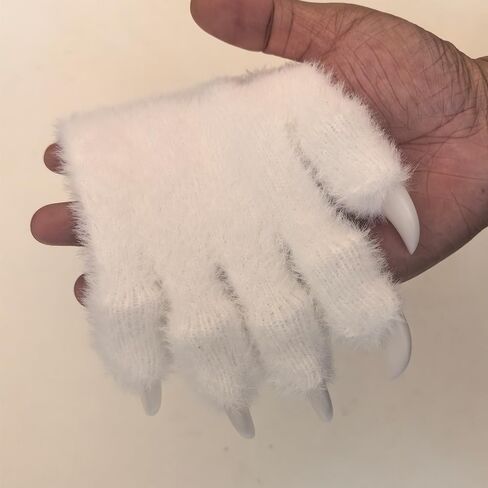 كيفورومي PAWS & Fursuit Paws ، Kig ver ، قفازات أزياء أسود فروي مع مخالب بيضاء ، قفازات مخلب Cosplay in Saudi Arabia