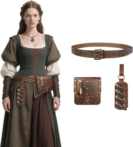 Medieval Fantasy Belt Set with Potion Bottles & Alchemy Bag Renaissance Ren Faire Cosplay Accessories Wizard Costume in Saudi Arabia