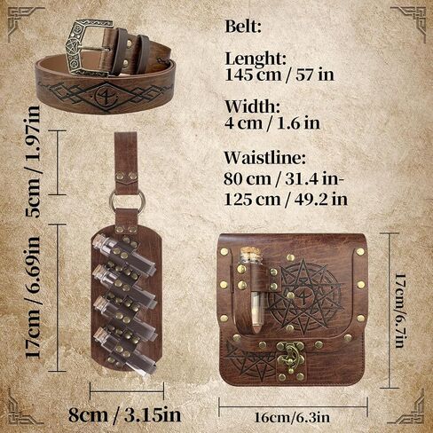 Medieval Fantasy Belt Set with Potion Bottles & Alchemy Bag Renaissance Ren Faire Cosplay Accessories Wizard Costume in Saudi Arabia