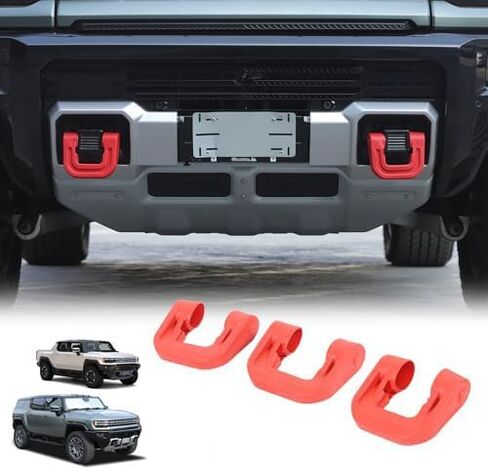 Tow Hook Covers for Hummer EV Accessories 3PCS Rear Front Bumper Tow Hook Rubber Sleeve Protectors Compatible with Hummer EV 2024 2025 (Red) in Kuwait