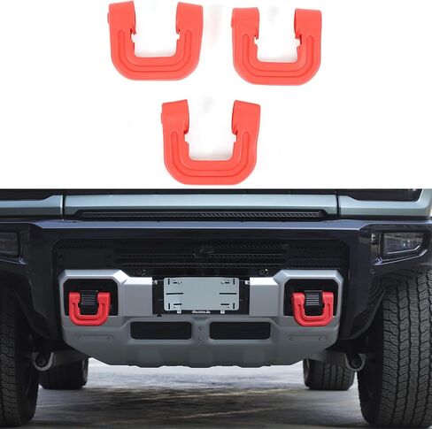 Tow Hook Covers for Hummer EV Accessories 3PCS Rear Front Bumper Tow Hook Rubber Sleeve Protectors Compatible with Hummer EV 2024 2025 (Red) in Kuwait