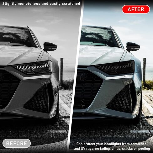 Car Light Tint Film, 46.8" × 11.8" Extra-Wide Waterproof Headlight Taillight Tint Wrap Roll, Self Adhesive Film Sticker Sheet for Car Headlight Tail Lights with Squeegee+Cutter (Matte Black) in Saudi Arabia