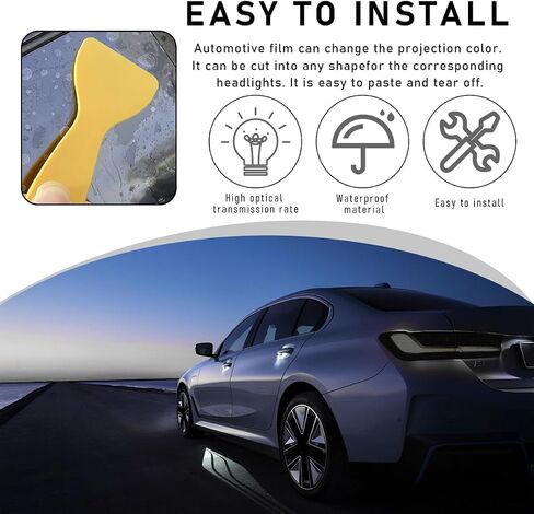 Car Light Tint Film, 46.8" × 11.8" Extra-Wide Waterproof Headlight Taillight Tint Wrap Roll, Self Adhesive Film Sticker Sheet for Car Headlight Tail Lights with Squeegee+Cutter (Matte Black) in Saudi Arabia