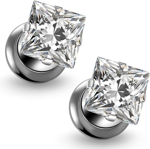 مقاييس Ruifan للآذان ASTM F136 Titanium Square Clear Cz Single Flare Tapers Screen Screen Dauges Earrings Earns Expander Strudding Kit Pister for Women Men 10g 8g 4g 4g 2g 0g 00g in Saudi Arabia