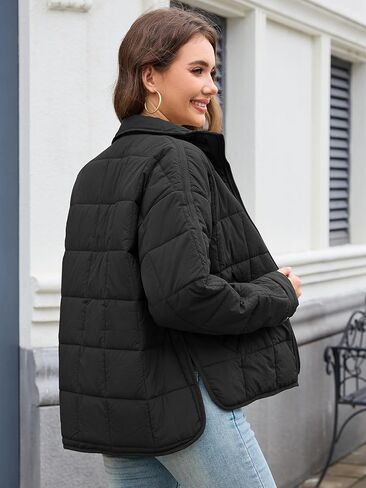 Women's Quilted Lightweight Jackets Down Coat Long Sleeve Zipper Oversized Packable Short Puffer Jackets in Kuwait