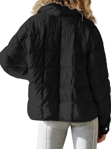 Women's Quilted Lightweight Jackets Down Coat Long Sleeve Zipper Oversized Packable Short Puffer Jackets in Kuwait
