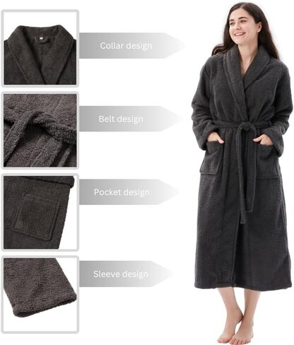 COOVA Premium Women's Plush Soft Robe – Fluffy, Warm Fleece Long Sherpa Bathrobe in Saudi Arabia