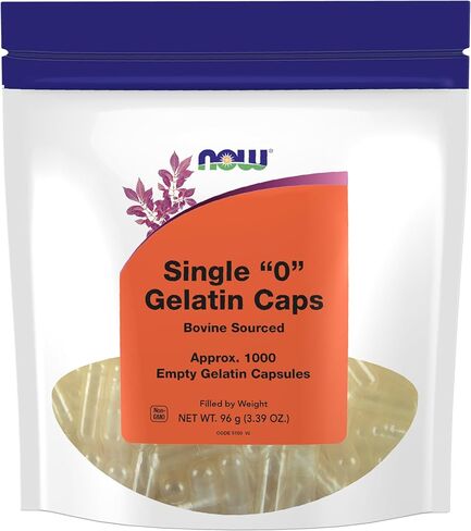 NOW Supplements, Empty Gelatin Capsules, Single "0", Bovine Sourced, Filled by Weight, 250 Gel Capsules in Saudi Arabia