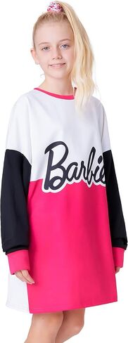 Barbie Sweatshirt Dress for Girls Teens Oversized Cosy Hoodie Dress Pullover in Saudi Arabia