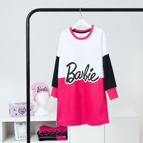 Barbie Sweatshirt Dress for Girls Teens Oversized Cosy Hoodie Dress Pullover in Saudi Arabia