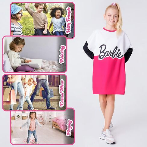 Barbie Sweatshirt Dress for Girls Teens Oversized Cosy Hoodie Dress Pullover in Saudi Arabia