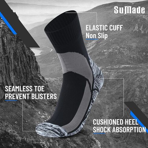 SUMADE Waterproof Socks,Unisex Novelty Athletic Water Resistant Breathable Lightweight Mid-Calf Sports Socks for Golf Cycling Running Hiking 1 Pair (Black,Medium) in Saudi Arabia