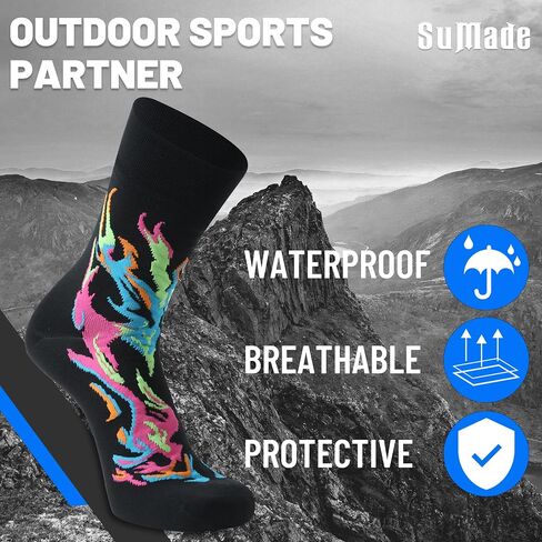 SUMADE Waterproof Socks,Unisex Novelty Athletic Water Resistant Breathable Lightweight Mid-Calf Sports Socks for Golf Cycling Running Hiking 1 Pair (Black,Medium) in Saudi Arabia