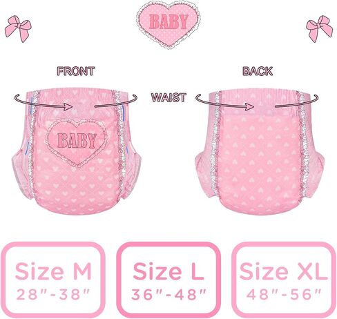 Littleforbig Printed Adult Brief Diapers 10 Pieces - Blushing Baby Pink(M) in Saudi Arabia