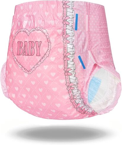 Littleforbig Printed Adult Brief Diapers 10 Pieces - Blushing Baby Pink(M) in Saudi Arabia