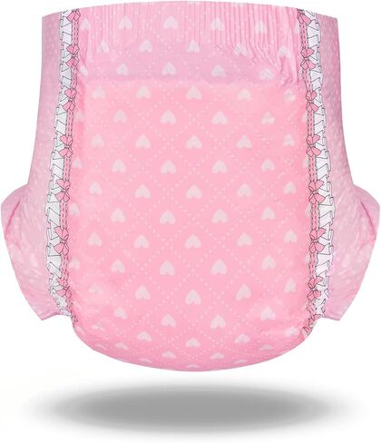 Littleforbig Printed Adult Brief Diapers 10 Pieces - Blushing Baby Pink(M) in Saudi Arabia