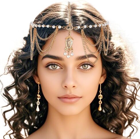 سلسلة رأس الترتر بوهو ، سلاسل الشعر الذهبية للحفلة الذهبية ، عصابة أزياء أزياء المهرجان للنساء (الترتر الذهبي) in Kuwait