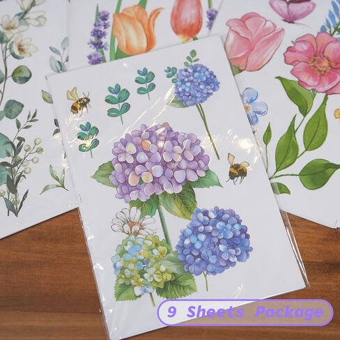 CROWNED BEAUTY Spring Static Window Clings, 9 Sheets Reusable Removable Stickers Tulips Floral Birds Butterfly Glass Decals for Home School Office Seasonal Decorations CW09 in Saudi Arabia