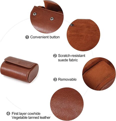 Woyir Watch Roll Travel Genuine Leather Case Watch Gaint Case With With Palow for Men ، و Watch Watch Case أو منظم للتخزين والعرض لعيد الأب in Kuwait