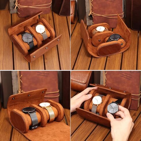 Woyir Watch Roll Travel Genuine Leather Case Watch Gaint Case With With Palow for Men ، و Watch Watch Case أو منظم للتخزين والعرض لعيد الأب in Kuwait