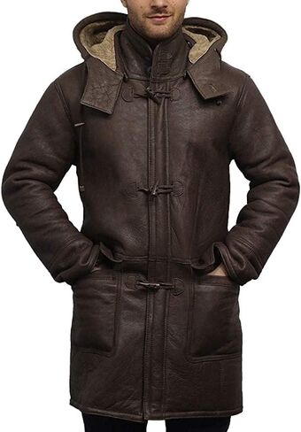 SAMS Tom Hardy Dark Knight Rises Bane Shearling Coat For Mens Distressed Brown Trench Genuine Leather Overcoat / Jacket in Kuwait