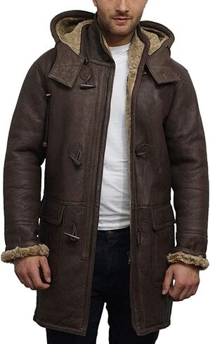 SAMS Tom Hardy Dark Knight Rises Bane Shearling Coat For Mens Distressed Brown Trench Genuine Leather Overcoat / Jacket in Kuwait