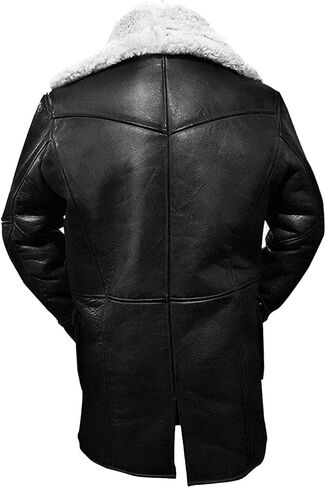 SAMS Tom Hardy Dark Knight Rises Bane Shearling Coat For Mens Distressed Brown Trench Genuine Leather Overcoat / Jacket in Kuwait