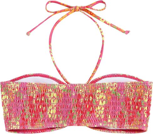 ZAFUL Women Halter Bandeau Bikini Tops Bathing Suit Tops Ditsy Floral Ruched Swimsuit Top Only in Saudi Arabia
