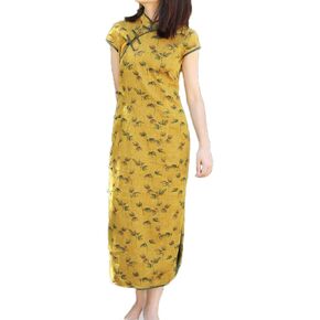Women's Summer Chinese Cheongsam Dress Frog Button Modern Qipao Casual & Wedding Guest Dress