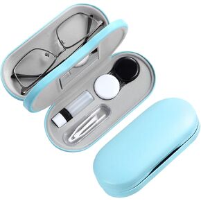 Contact Lens Case and Glasses Case,Double Sided Dual Use Design,Double Sided Portable Eyeglasses Travel Holder