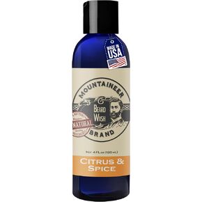 Mountaineer Brand Beard Wash - All-Natural Beard Shampoo, Thick Lather & Deep Clean Beard Wash For Men With Cedar Wood Oil, Fir Needle Oil, Eucalyptus Leaf Oil - WV Citrus & Spice Scent, 4 oz. in Saudi Arabia