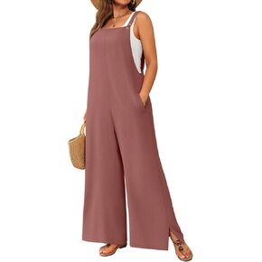 Neer Women's Plus Size Overalls Wide Leg Casual Jumpsuits Loose Fit Sleeveless Summer Rompers with Pockets