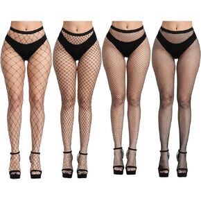 CHRORINE 2/4/8 Pack Fishnet Stockings Women High Waist Tights 2/4 Styles Fishnet Tights Pantyhose