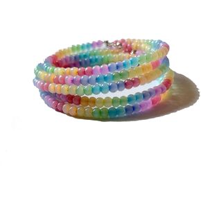 5Pcs Beaded Bracelets kit Rainbow Round Glass Bracelet for Women Bracelet Multi Beads Handmade Bracelets Memory Wire Bracelet Jewelry