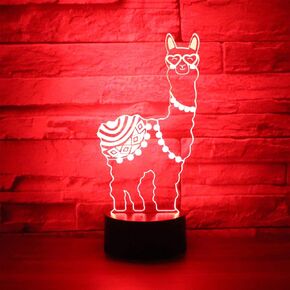 Hguangs Llama Shape Lamp 3D Optical Illusion Night Light Desk Table Light 7 Colors Changing Touch Control Gift for Christmas Birthday Valentine's Day Kids Girl and Boy