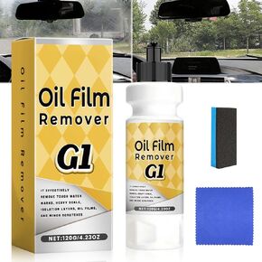 G1 Car Glass Cleaner, G1 Car Glass Polishing Compound, Oil Film Remover for Auto Window, Removes Water Spots, Road Oils, Improves Clarity and Visibility, 4.23oz(120ML) Capacity (1)